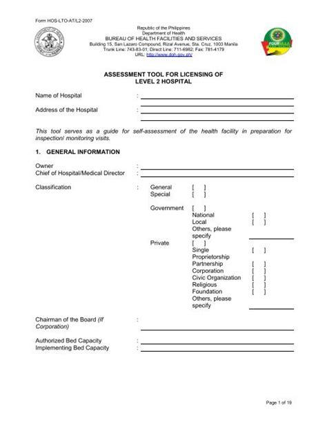 doh assessment tool for level 2 hospital|Hospital .